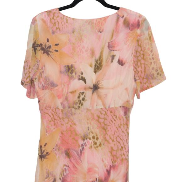 Vintage Edwardline Front Tie Italian Midi Dress Peach Pink Size 10 - Picture 6 of 7